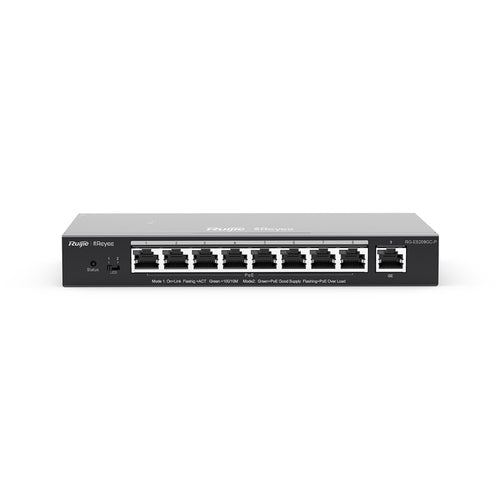 REYEE SMART SWITCH POE GIGABIT 9 P., 8 P. POE/POE+, POE POWER BUDGET 120W CHASSIS METALLICO DESKTOP [RG-ES209GC-P]