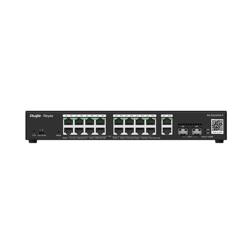 REYEE SMART SWITCH POE GIGABIT 20 P. 16 P. POE/POE+, 2 P. UPLINK GIGABIT RJ45/SFP, POWER BUDGET 250W [RG-ES220GS-P]