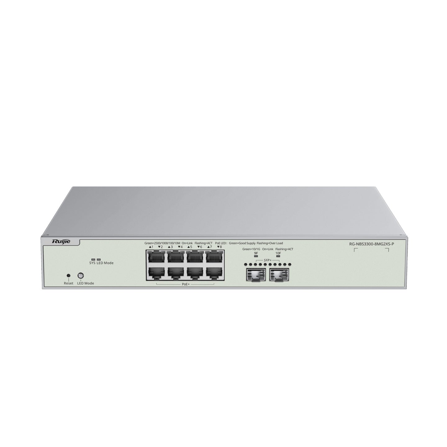 REYEE CLOUD SWITCH MANAGED L2 MULTI-GIGABIT 8 PORTE 2,5GB POE+, 2 PORTE UPLINK 10G SFP+ [RG-NBS3300-8MG2XS-P]