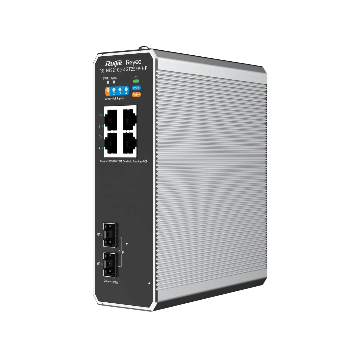 REYEE CLOUD INDUSTRIAL SWITCH L2 FULL MANAGED IP40, 4XRJ45 GIGABIT, 2XSFP, 3 P. POE+ E 1 P. POE++ [RG-NIS2100-4GT2SFP-H]