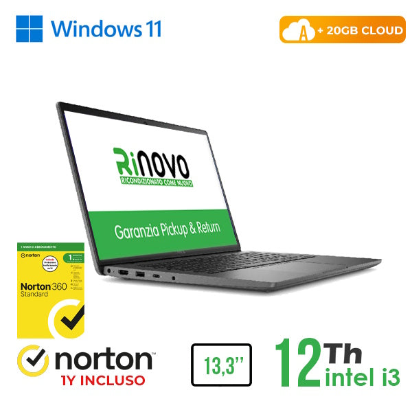RINOVO NB DELL REFURBISHED Latitude 3340 i3-12XXU DDR4 8GB SSD 256GB HDMI 13.3" W11P CLOUD20GB Grade [RN42422314]