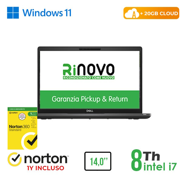 RINOVO NB DELL REFURBISHED Latitude 5400 i7-8X00U DDR4 16GB SSD 256GB 14" W11P CLOUD20GB Grade A 1Y [RN42632312]