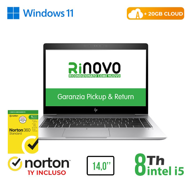 RINOVO NB HP 840 G5 REFURBISHED i5-8X00U DDR4 8GB SSD 256GB 14" CLOUD20GB W11P Grade A 1Y Warranty 3 [RN62522319]