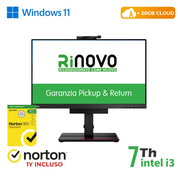 RINOVO PC AIO REFURBISHED PC Tiny In One LENOVO ThinkCentre M710q TIO 22" i3-7X00 8GB 256SSD W11P CL [RN89422312]
