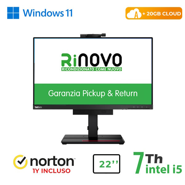 RINOVO LENOVO LCDPC TINY IN ONE THINKCENTRE REFURBISHED M710Q TIO 22" I5-7X00 16GB 256SSD W11P CLOUD [RN89532313]