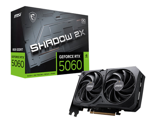 MSI VGA GEFORCE RTX 5060, RTX 5060 8G SHADOW 2X OC, 8GB GDDR7, HDMI/DP*3, ATX, DUAL FAN, OC, BULK ED [RTX 5060 8G SH 2XOCB]