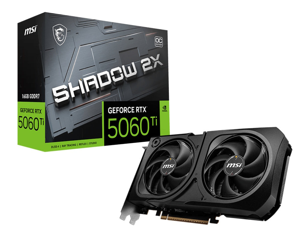 MSI VGA GEFORCE RTX 5060 TI, RTX 5060 TI 16G SHADOW 2X OC, 16GB GDDR7, HDMI/DP*3, ATX, DUAL FAN, BUL [RTX 5060 TI 16G SH2O]