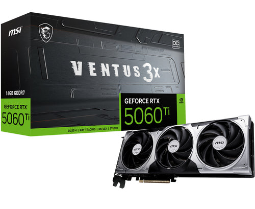 MSI VGA GEFORCE RTX 5060 TI, RTX 5060 Ti 16G VENTUS 3X OC, 16GB GDDR7, HDMI/DP*3. ATX, TRIPLE FAN ,O [RTX 5060 TI 16G V3OC]