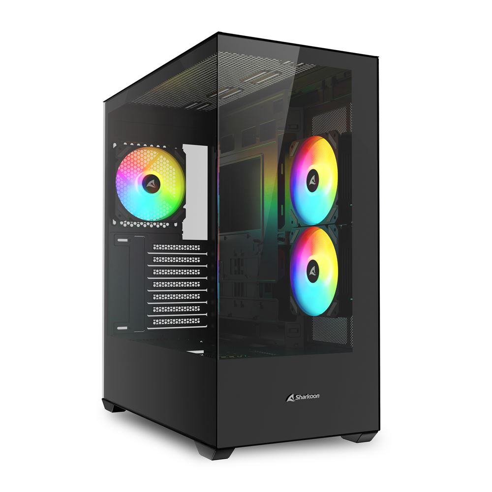 SHARKOON CASE SK6 ATX 2XU3, VETRO TEMPERATO, TRRS, 2XTG, 3X120 ARGB [SK6 ARGB BLACK]