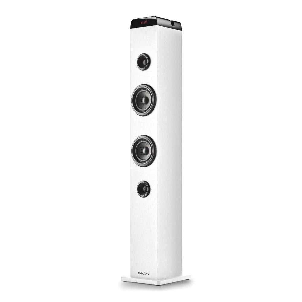 NGS ALTOPARLANTE WIRELESS, 50W, BLUETOOTH 5,4, USB AUX OTTICO RADIO FM, DISPLAY LED E CUSTODIA IN LE [SKYCHARM PRO WHITE]