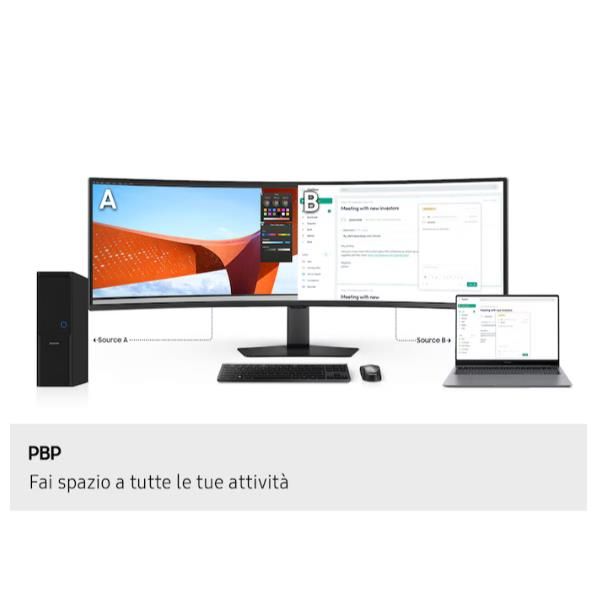 SAMSUNG MONITOR CURVO 49 LED VA 32:9 DQHD 5MS 350 CDM 120hz, PIVOT, USB-C DOCK, DP/HDMI, MULTIMEDIALE, VIEWFINITY S9 S49F95U [LS49F950UAUXEN]