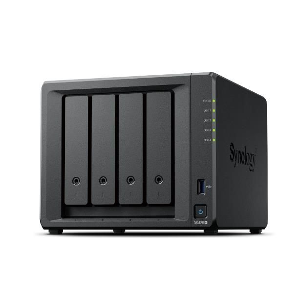 SYNOLOGY NAS TOWER 4X SATA, 2X NVME, MAX 40 CAM, CELERON J4125, 2GB RAM, 2.5GBE, USB 3.2, [DS425+]