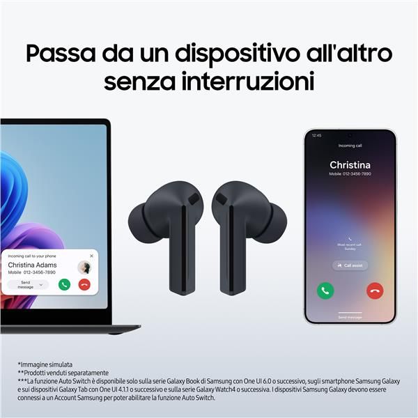 Samsung Galaxy Buds3 FE, Auricolari Wireless, Audio 360, Gemini AI, Black [SM-R420NZKAITV]