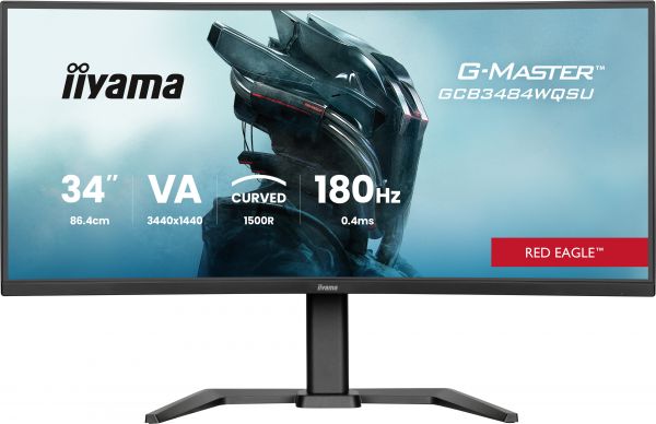 Iiyama G-Master Red Eagle - 34 inch - Ultra Wide Quad HD Curved Monitor - 3440x1440 - Pivot / HAS [GCB3484WQSU-B1]