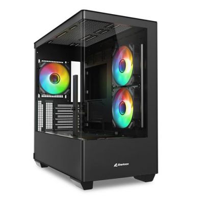 CASE M-ATX Curve Glass Panel,2x U3, 1x Type-C,TRRS [ELITESHARKCM100BLACK]