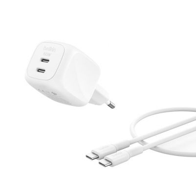 BOOSTCHARGE 50W DUAL USB-C CHARGER W/ -C CABLE [WCH019KQ1MWH-B6]
