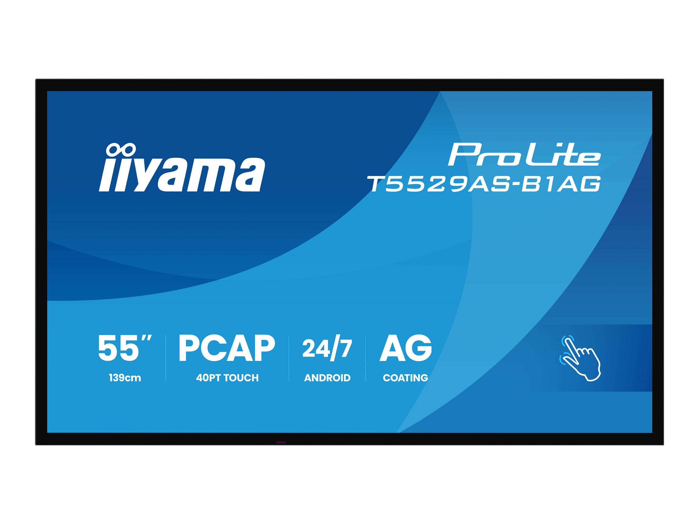 iiyama T5529AS-B1AG visualizzatore di messaggi Design chiosco 138,7 cm (54.6") LED Wi-Fi 450 cd/m 4K Ultra HD Nero Touch screen Processore integrato Android 24/7 [T5529AS-B1AG]