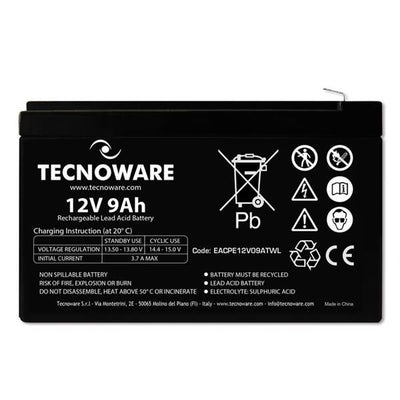 POWER BATTERY TECNOWARE 12V 9AH FASTON 6,3 MM LONG LIFE 24 MESI GARANZIA [EACPE12V09ATWL]
