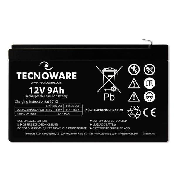 POWER BATTERY TECNOWARE 12V 9AH FASTON 6,3 MM LONG LIFE 24 MESI GARANZIA [EACPE12V09ATWL]