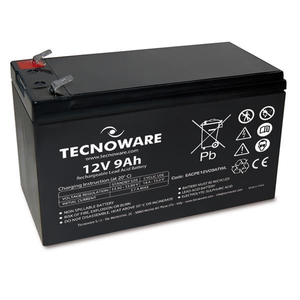 POWER BATTERY TECNOWARE 12V 9AH FASTON 6,3 MM LONG LIFE (24 Mesi di Garanzia) [EACPE12V09ATWL]