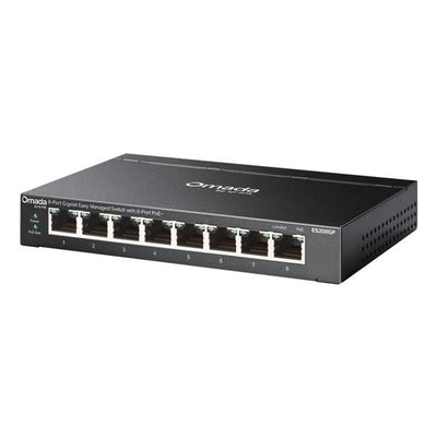 TP-Link - ES208GP - Omada 8-Port Gigabit Easy Managed Switch with 8-Port PoE+, 8 Gigabit PoE+ Ports, 802.3at/af, 64 W PoE Power, Desktop Steel Case and Fanless, Centralized Management by Omada SDN C [ES208GP]