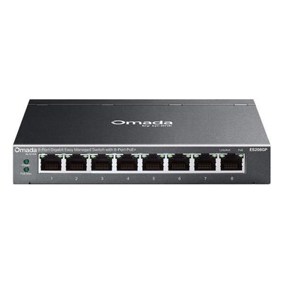 TP-Link - ES208GP - Omada 8-Port Gigabit Easy Managed Switch with 8-Port PoE+, 8 Gigabit PoE+ Ports, 802.3at/af, 64 W PoE Power, Desktop Steel Case and Fanless, Centralized Management by Omada SDN C [ES208GP]