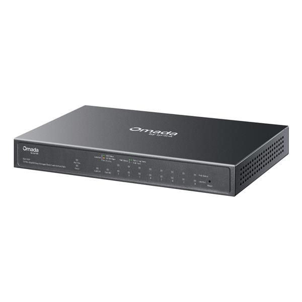 TP-Link - ES210GP - Omada 10-Port Gigabit Easy Managed Switch with 8-Port PoE+, 8 Gigabit PoE+ Ports, 1x Gigabit Non-PoE Ports, 1 Combo Gigabit RJ45/SFP Port, 802.3at/af, 63 W PoE Power, Desktop St [ES210GP]