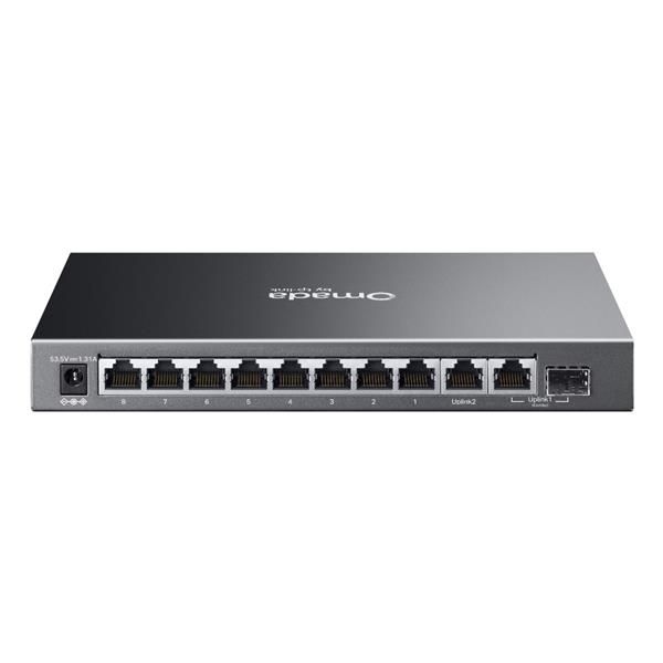 TP-Link - ES210GP - Omada 10-Port Gigabit Easy Managed Switch with 8-Port PoE+, 8 Gigabit PoE+ Ports, 1x Gigabit Non-PoE Ports, 1 Combo Gigabit RJ45/SFP Port, 802.3at/af, 63 W PoE Power, Desktop St [ES210GP]