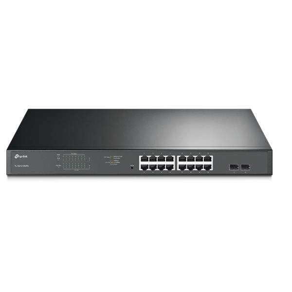 TP-Link - TL-SG1218MPE - 16-Port Gigabit PoE+ Easy Smart Switch, 16 Gigabit RJ45 Ports, 2 SFP Slots, 802.3at/af, 192W PoE Power, 1U 19-inch Rack-mountable Steel Case, MTU/Port/Tag-based VLAN, QoS, IGM [TL-SG1218MPE]