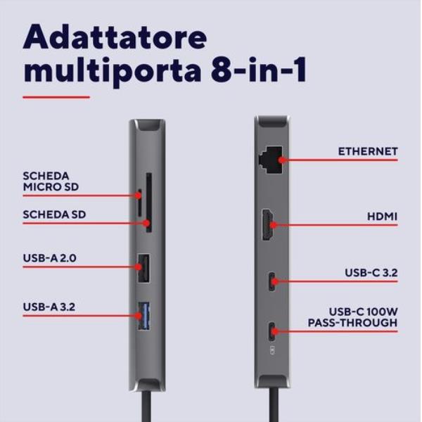 TRUST ADATTATORE MULTIPORTA DALYX 8-IN-1 [25672]