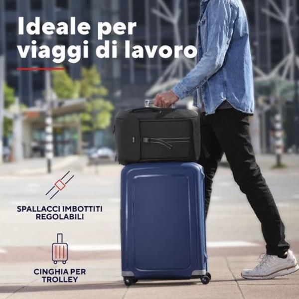 ZAINO LAPTOP/NOTEBOOK FINO A 17" ECO - IMPERMEABILE IPX4 - REALIZZATO CON PET RICICLATO - TRUST JERSEY TRAVEL BACKPACK NERO [25669]