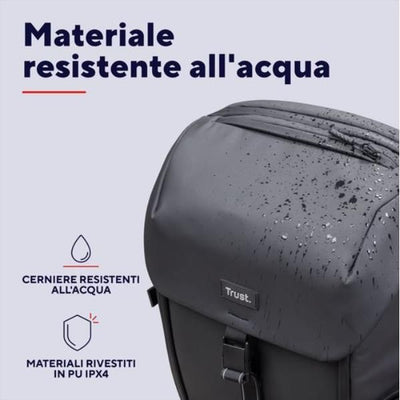 ZAINO LAPTOP/NOTEBOOK FINO A 17" ECO - IMPERMEABILE IPX4 - REALIZZATO CON PET RICICLATO - TRUST JERSEY TRAVEL BACKPACK NERO [25669]
