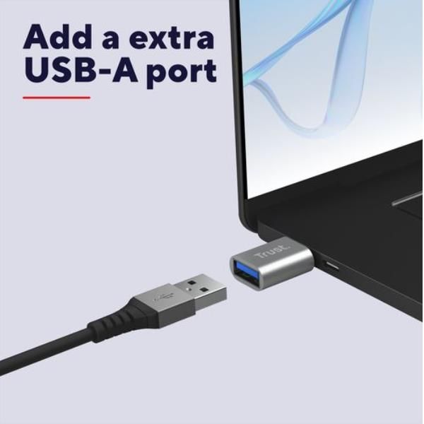 ADATTATORE DA USB-C (MASCHIO) A USB-A (FEMMINA), CONFEZIONE DA 2 - TRUST CALYX - GRIGIO [26221]