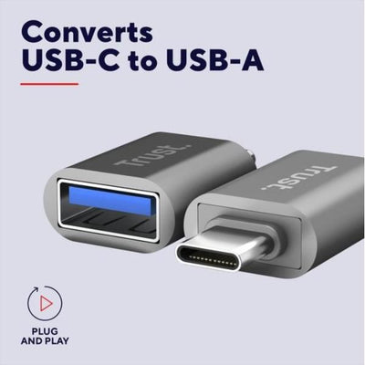 ADATTATORE DA USB-C (MASCHIO) A USB-A (FEMMINA), CONFEZIONE DA 2 - TRUST CALYX - GRIGIO [26221]