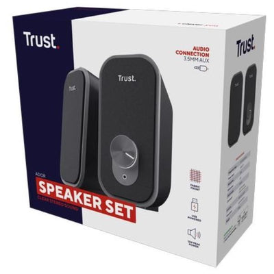SET ALTOPARLANTI SPEAKERS 2.0 12W PICCO (6W RMS) CON PRESA PER CUFFIE - TRUST ADOR 2.0 - NERO/GRIGIO [25670]