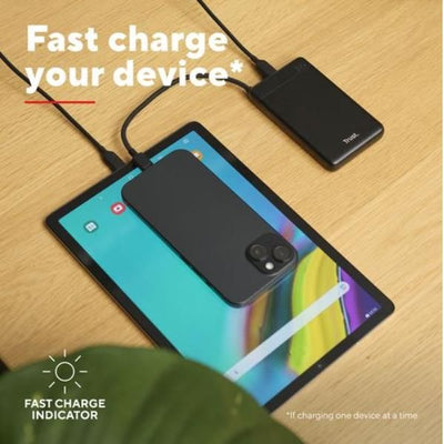 POWERBANK 10.000MAH - CAVO USB-C PD 20W + 1 USB-C 20W PD 3.0 + PPS - TRUST FIERA POWERBANK - NERO [25880]