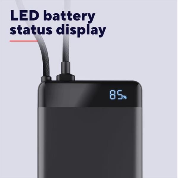 POWERBANK 10.000MAH - CAVO USB-C PD 20W + 1 USB-C 20W PD 3.0 + PPS - TRUST FIERA POWERBANK - NERO [25880]