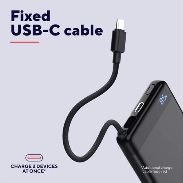 POWERBANK 10.000MAH - CAVO USB-C PD 20W + 1 USB-C 20W PD 3.0 + PPS - TRUST FIERA POWERBANK - NERO [25880]