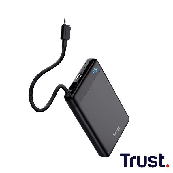 POWERBANK 10.000MAH - CAVO USB-C PD 20W + 1 USB-C 20W PD 3.0 + PPS - TRUST FIERA POWERBANK - NERO [25880]