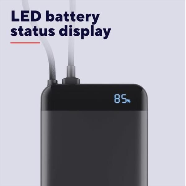 POWERBANK 20.000MAH - CAVO USB-C PD 20W + 1 USB-C 20W PD 3.0 + PPS - TRUST FIERA POWERBANK - NERO [25881]
