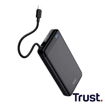 POWERBANK 20.000MAH - CAVO USB-C PD 20W + 1 USB-C 20W PD 3.0 + PPS - TRUST FIERA POWERBANK - NERO [25881]