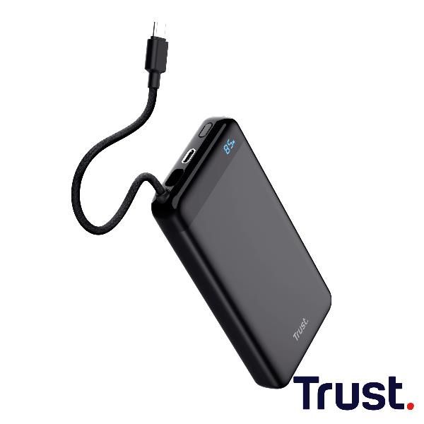 POWERBANK 20.000MAH - CAVO USB-C PD 20W + 1 USB-C 20W PD 3.0 + PPS - TRUST FIERA POWERBANK - NERO [25881]