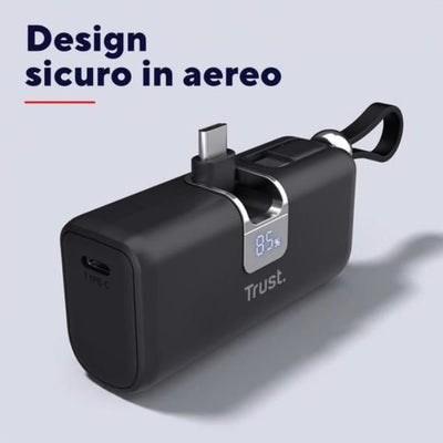 POWERBANK 5.000MAH - TASCABILE - CAVO USB-C PD 20W + 1 USB-C 20W PD 3.0 + PPS + INGRESSO USB-C 18W - TRUST PACTO POWERBANK - NERO [26104]