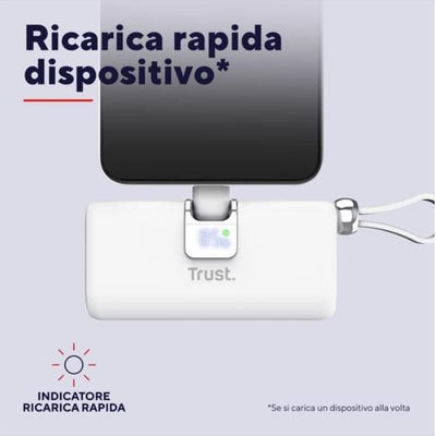 POWERBANK 5.000MAH - TASCABILE - CAVO USB-C PD 20W + 1 USB-C 20W PD 3.0 + PPS + INGRESSO USB-C 18W - TRUST PACTO POWERBANK - BIANCO [26105]