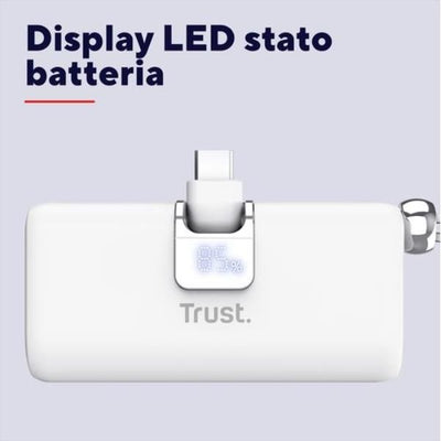 POWERBANK 5.000MAH - TASCABILE - CAVO USB-C PD 20W + 1 USB-C 20W PD 3.0 + PPS + INGRESSO USB-C 18W - TRUST PACTO POWERBANK - BIANCO [26105]