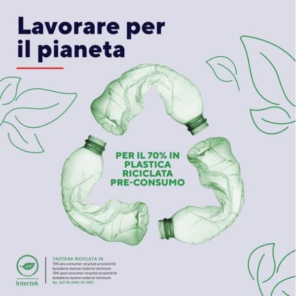 TASTIERA ILLUMINATA CABLATA 180CM RESISTENTE AGLI SVERSAMENTI 70% PLASTICA RICICLATA - TASTI SILENZIOSI - LAYOUT ITALIANO - TRUST PRIMO ILLUMINATED - NERO [25820]