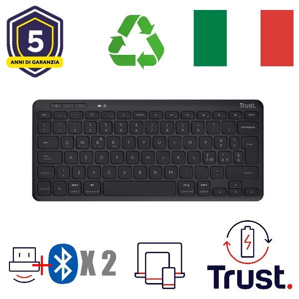 Trust Lyra tastiera Universale RF senza fili + Bluetooth QWERTY Italiano Nero [24708]