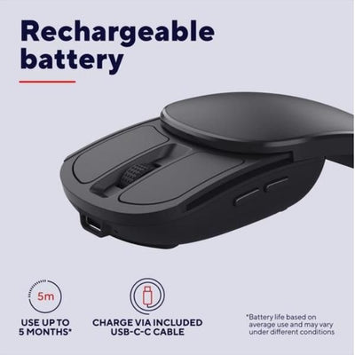 MOUSE WIRELESS USB-C RICARICABILE RICHIUDIBILE TASCABILE - 2400DPI - TRUST ZYLO - NERO [25733]