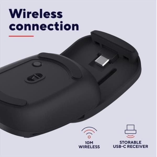 MOUSE WIRELESS USB-C RICARICABILE RICHIUDIBILE TASCABILE - 2400DPI - TRUST ZYLO - NERO [25733]