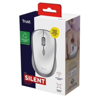 MOUSE WIRELESS SILENZIOSO - 1600DPI - PLASTICA RICICLATA 83% - DURATA BATTERIA 12 MESI - TRUST YVI+ - BIANCO [25513]